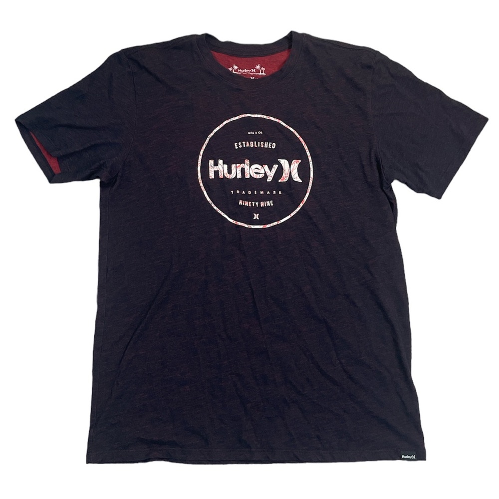 Hurley H2O-Dri Black Red Heathered Short Sleeve Tee Size Medium